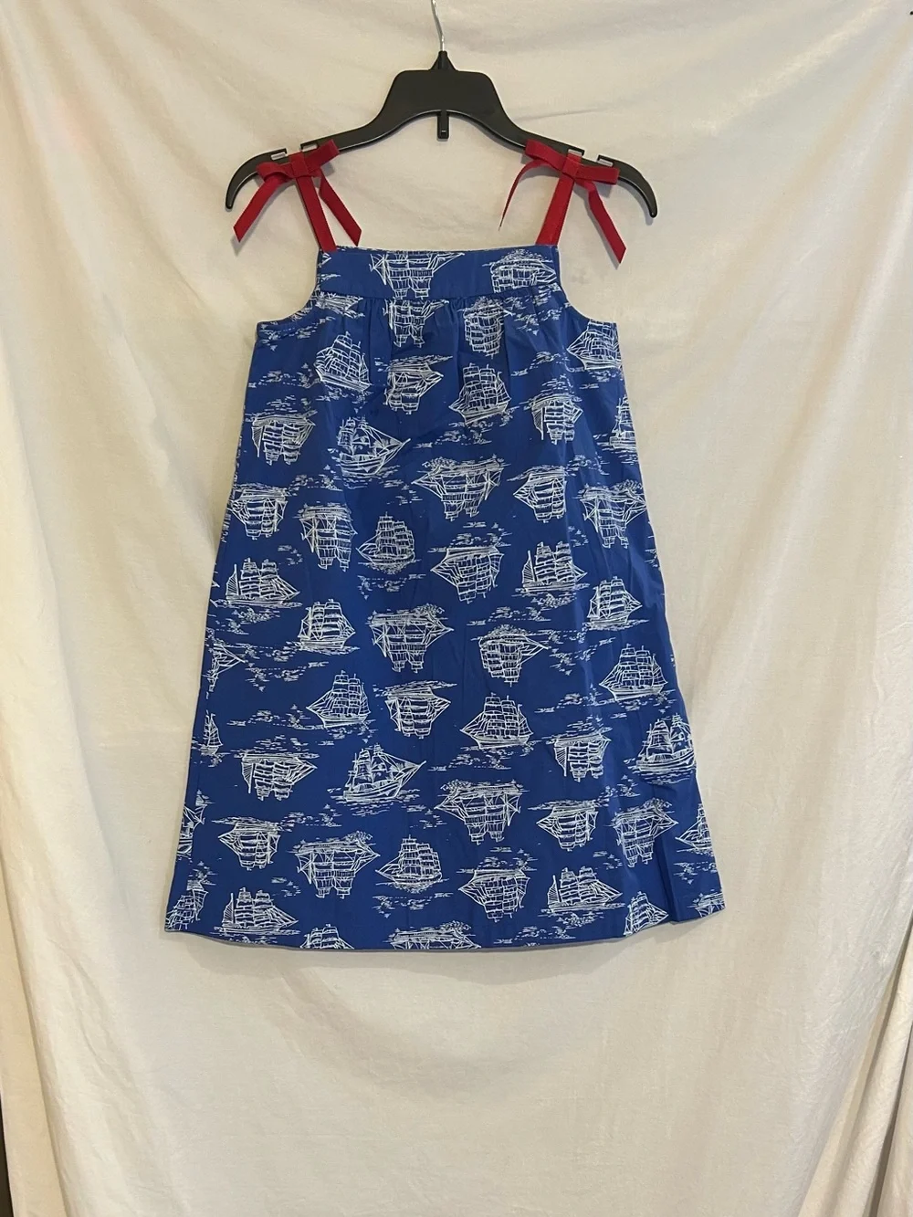 Hanna Andersson Girls 8 130cm BlueTall Ship Sleeveless Pillowcase Dress NWT